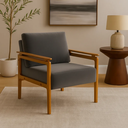 Ver imagem 1 de Kit 2 Poltronas Yasmin para Sala de Estar ou Varanda Gourmet Decorativa Estofada em Veludo:chumbo