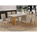 Ver imagem 6 de Mesa de Jantar Ambiente Júlia 180x90cm Cinamomo Off White com 6 Cadeiras Lara Veludo Bege - Valdem
