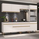 Ver imagem 3 de Armário de Cozinha Completa 252cm com Leds Veneza Up Multimóveis V2035 Branco/Dourado