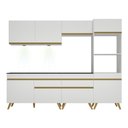 Ver imagem 7 de Armário de Cozinha Completa 252cm com Leds Veneza Up Multimóveis V2035 Branco/Dourado