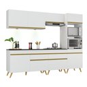 Ver imagem 1 de Armário de Cozinha Completa 252cm com Leds Veneza Up Multimóveis V2035 Branco/Dourado