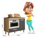 Ver imagem 2 de Balcão para Cooktop 4 Bocas de Cozinha com Nicho para Micro-Ondas Fit Freijó Chumbo Nicioli