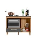Ver imagem 3 de Balcão para Cooktop 4 Bocas de Cozinha com Nicho para Micro-Ondas Fit Freijó Chumbo Nicioli