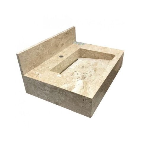 Pia para Banheiro em Mármore Travertino Esculpida 70 x 50 C/Frontal
