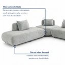 Ver mais imagens de Sofá de Canto Modulado Orgânico com Almofadas e Base Madeira Maciça 280CMX340CM Madri