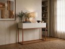 Ver imagem 1 de Aparador Buffet 110cm 2 Gavetas Off White com Cobre