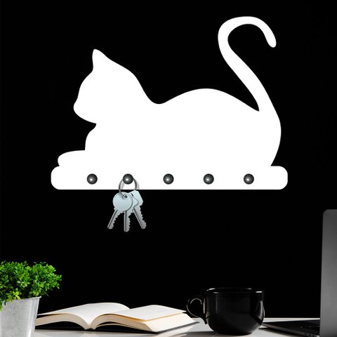 Porta Chaves de Parede 6mm Felino MDF:BRANCO