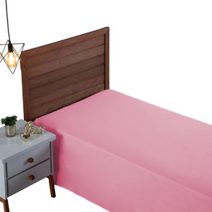 Lençol Solteiro 300 Fios Virol de Algodão Infantil sem Elástico Beliche:rose