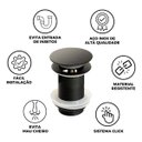 Ver imagem 5 de Válvula Click Luxo Inox 304 Preta Cuba Banheiro 7/8