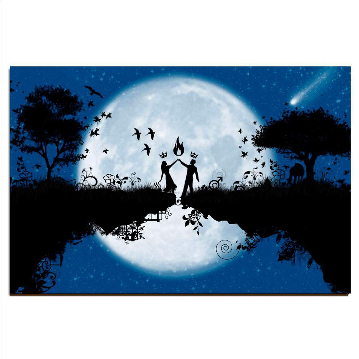 Placa Decorativa Romântica Casal ao Luar-30X45Cm
