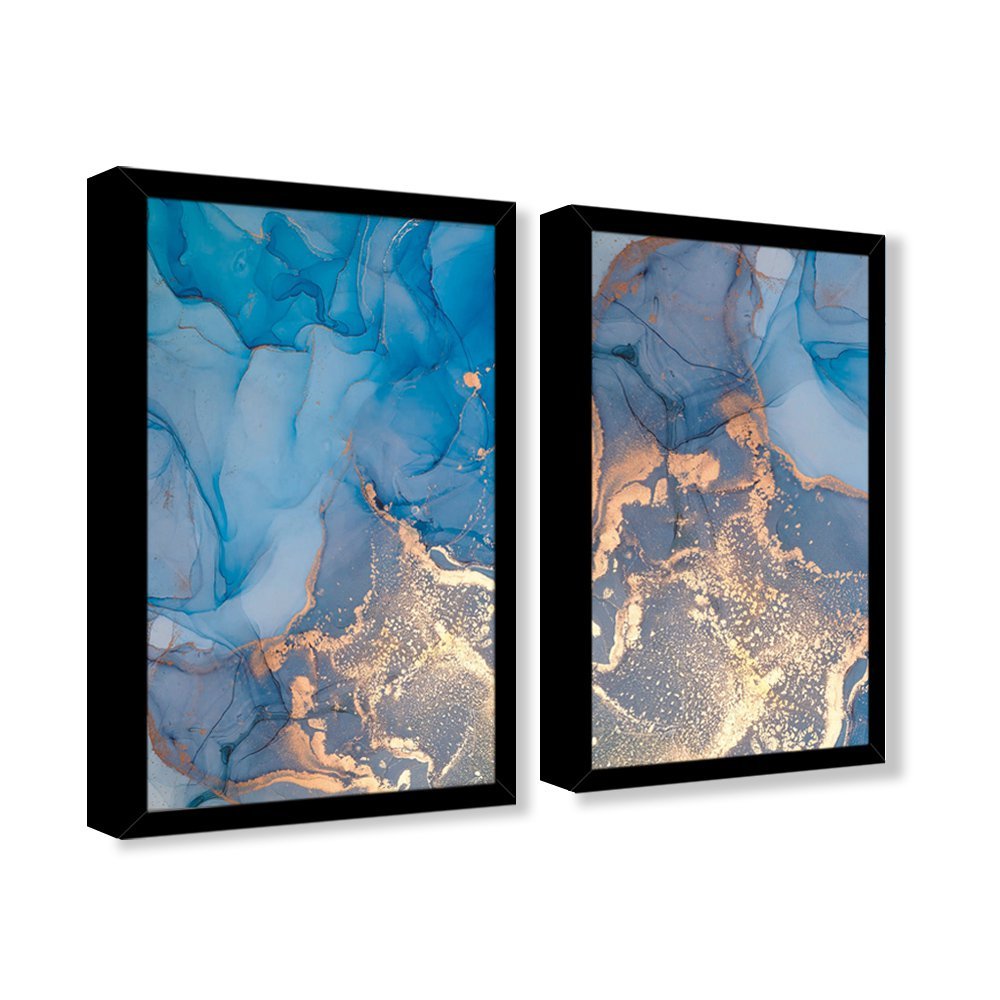 Quadro Decorativo Caixa Alta 2 un 40x60 Mármore Aurora Azul Arte na Arte Moldura Preta - 1