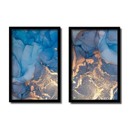 Quadro Decorativo Caixa Alta 2 un 40x60 Mármore Aurora Azul Arte na Arte Moldura Preta - 2