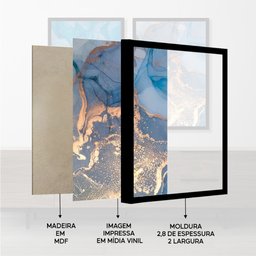 Quadro Decorativo Caixa Alta 2 un 40x60 Mármore Aurora Azul Arte na Arte Moldura Preta - 6