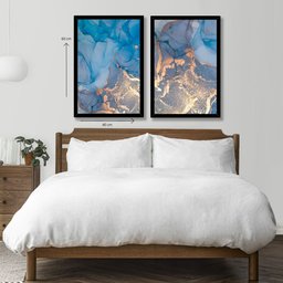 Quadro Decorativo Caixa Alta 2 un 40x60 Mármore Aurora Azul Arte na Arte Moldura Preta - 5