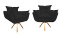 Ver imagem 1 de Kit 2 Poltronas Decorativa Opala Base Giratória Suede Preto Ms Decor