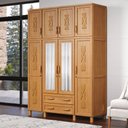Ver imagem 1 de Guarda-roupa Casal 8 Portas e 2 Gavetas com Espelho em Madeira Dallas Carvalho - Straub Web