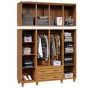Ver imagem 2 de Guarda-roupa Casal 8 Portas e 2 Gavetas com Espelho em Madeira Dallas Carvalho - Straub Web