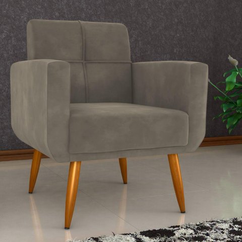 Poltrona Decorativa Juan Veludo Cappuccino