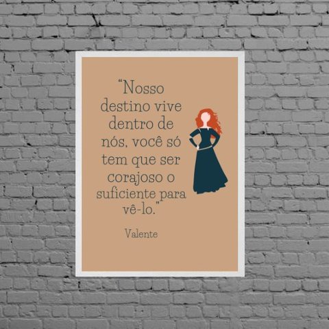 Quadro Frase Valente 24x18cm:Madeira preta