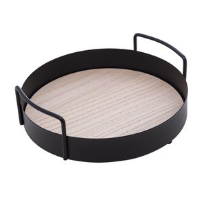 Bandeja 20cm / Alça Metal e Fundo MDF Preto Fosco - Lyor