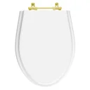 Ver imagem 1 de Tampa de Vaso Absolute Branco para bacia Ideal Standard Com Ferragem Dourada