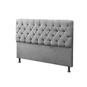Cabeceira Solteiro 90cm Para Cama Box Sofia Suede Cinza