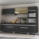 Ver imagem 3 de Armário de Cozinha Completa 302cm Veneza Multimóveis V3689 Preto/Branco