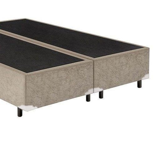 Base Box Casal Bipartido Suede Bege - 30x138x188 - 3