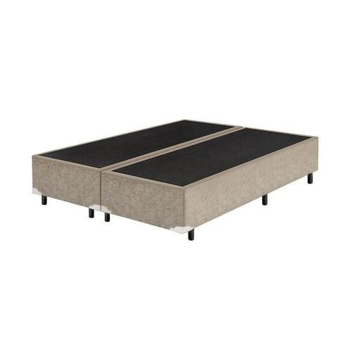 Base Box Casal Bipartido Suede Bege - 30x138x188