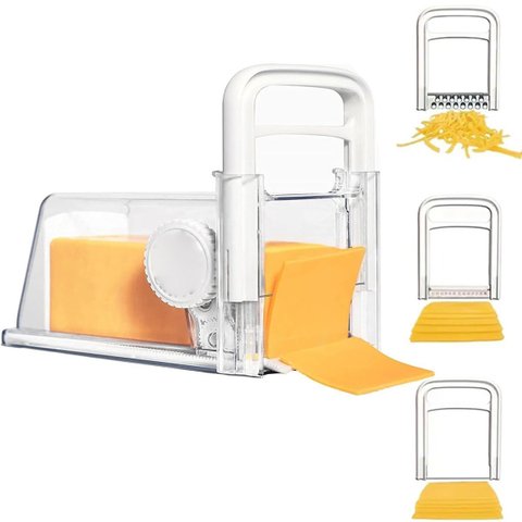 Cortador Ralador Fatiador Queijo Presunto Mortadela Pote Hermetico 4 em 1 Lamina Inox Resistente Pre