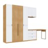 Kit Quarto Com Escrivaninha e Guarda Roupa com Aéreo MDF Cor:Savana com Branco - 1