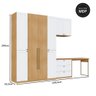 Kit Quarto Com Escrivaninha e Guarda Roupa com Aéreo MDF Cor:Savana com Branco - 3