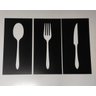 Quadro Placa Cozinha Garfo Faca Colher 60x30cm Mdf Preto - 3