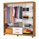 Ver imagem 3 de Guarda-roupa Solteiro Aurora 6 Portas 2 Gavetas com Espelho 22117 Cinamomo/branco - Carioca Móveis
