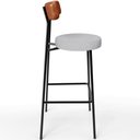 Ver mais imagens de Kit 02 Banquetas Alta Cozinha Sala Jantar Aço Milão L02 Couríssimo Camel Linho Cinza - Lyam Decor