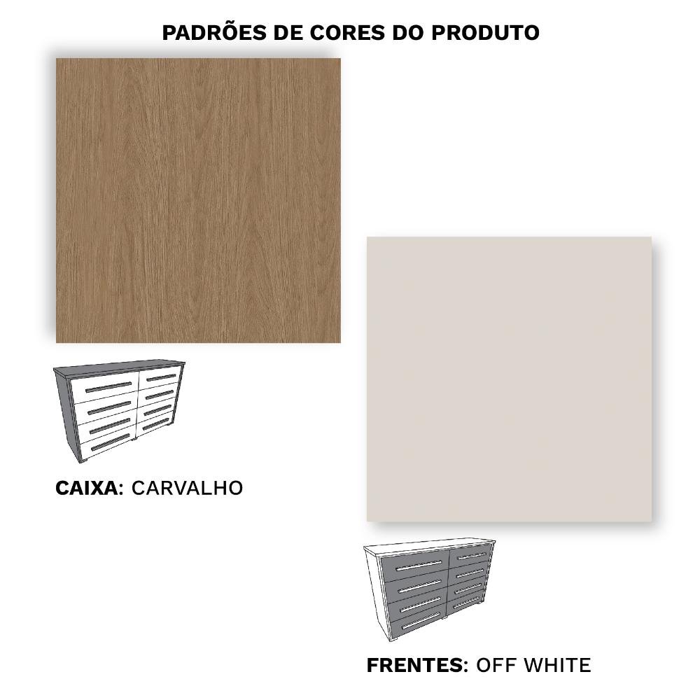 Cômoda Grande com 8 Gavetas Angra - Carvalho/offwhite - 3