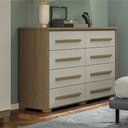Ver imagem 1 de Cômoda Grande com 8 Gavetas Angra - Carvalho/offwhite