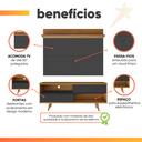 Ver imagem 4 de Bancada Retrô com Painel para Tv de até 50 Polegadas Notável Preto / Freijó Trend