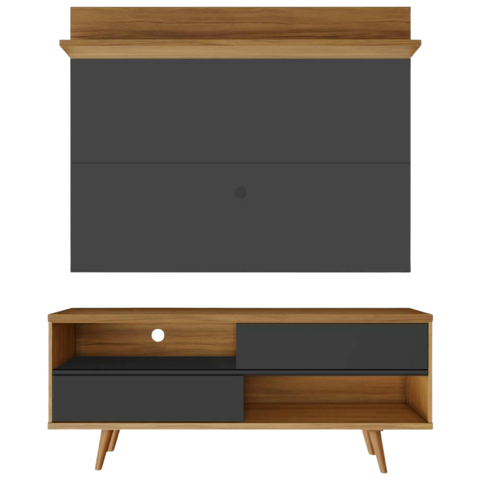 Bancada Retrô com Painel para Tv de até 50 Polegadas Notável Preto / Freijó Trend