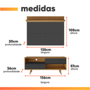 Ver imagem 3 de Bancada Retrô com Painel para Tv de até 50 Polegadas Notável Preto / Freijó Trend