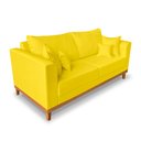 Ver imagem 3 de Sofá Moderno Viena 3 Lugares Com Base de Madeira Suede Amarelo - Madeira Prima Deccor