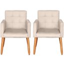 Ver imagem 1 de Kit 2 Cadeiras para Mesa de Jantar Estofada Cozinha Decor Resistente Confortável