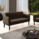 Ver imagem 2 de Sofá Namoradeira Base de Madeira Fixa Preto Marisa Suede - D’Rossi Marrom
