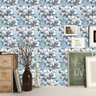 Papel De Parede Autocolante Flores Branca Com Fundo Azul - 1