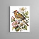 Ver imagem 2 de Quadro Decorativo Passarinho e Flores 33x24cm:moldura Preta