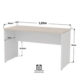 Mesa de Escritório Escrivaninha 1.20x60 Tampo 30mm Netmobil - Dubai/branco - 6
