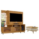 Ver imagem 1 de Estante Home Theater Frizz Plus Cumaru com Rodízios com Mesa de Centro Indianápolis Cumaru Opala- Ma