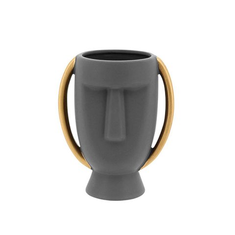 Vaso Pasco de Cerâmica Cinza 21cm x 17cm x 11cm