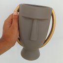 Ver imagem 2 de Vaso Pasco de Cerâmica Cinza 21cm x 17cm x 11cm