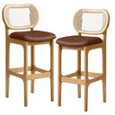 Ver imagem 1 de Kit 02 Banquetas Altas para Cozinha Bancada Sala Tela Betta Fixa L02 Couríssimo Marrom - Lyam